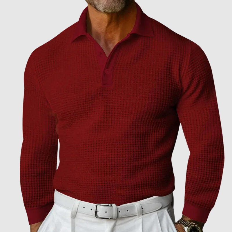 Steve | Elite Texture Knit Polo Long Sleeve