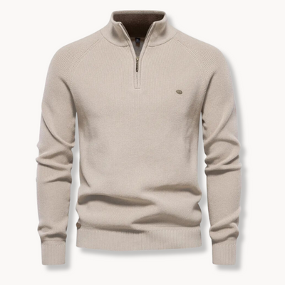 Men’s Sweater – Cotton Blend – Classic Fit – Half-Zip Collar – Ribbed Trim