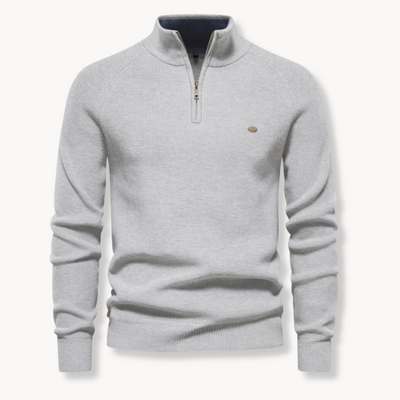 Men’s Sweater – Cotton Blend – Classic Fit – Half-Zip Collar – Ribbed Trim