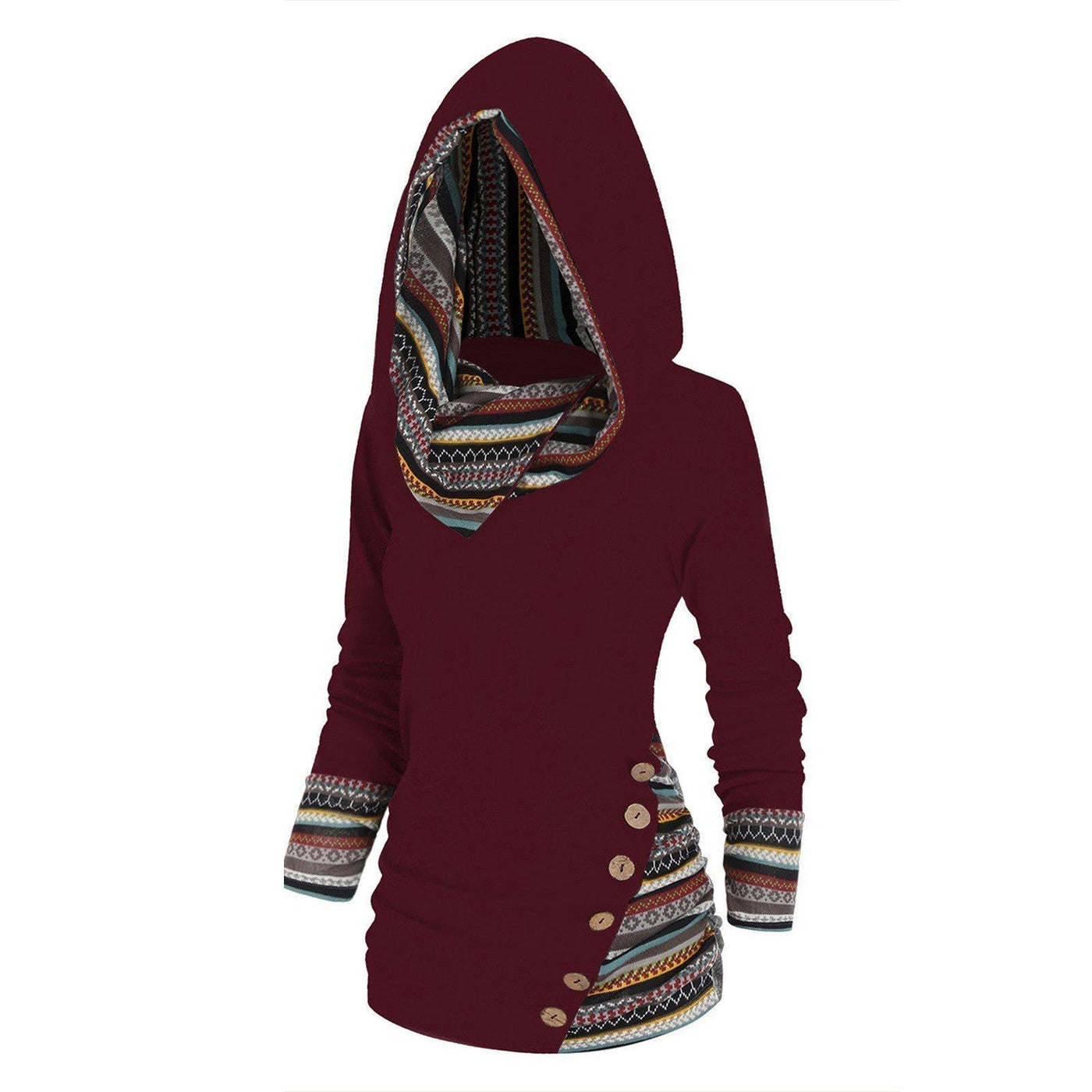 Relaxed hoodie with a tribal pattern