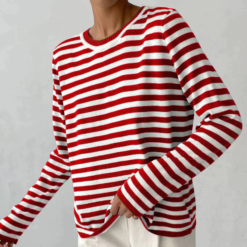 Striped knitting sweater for women with a classic design