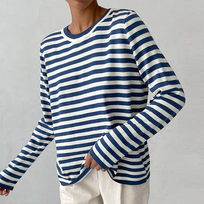 Striped knitting sweater for women with a classic design