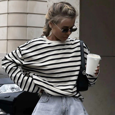 Striped long -sleeved shirt for autumn/winter - comfortable & stylish