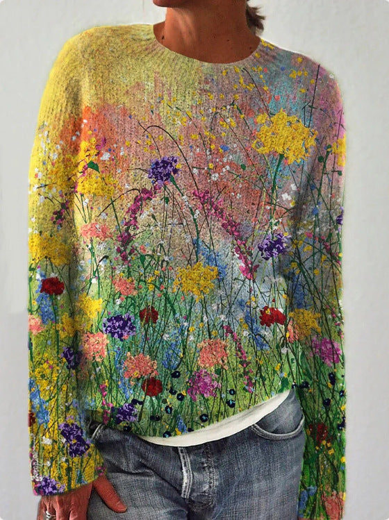 Sweater for women with 3D flower pressure, ideal for women