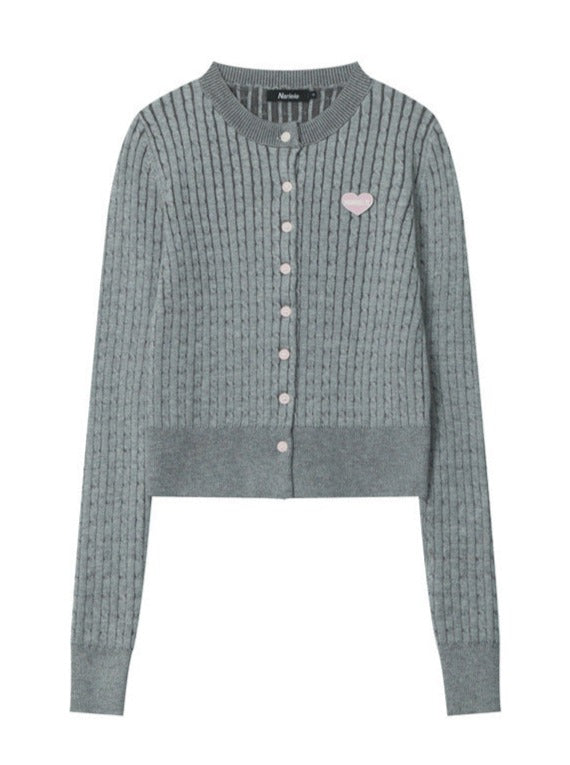 Knitted cardigan with long sleeves and embroidered top