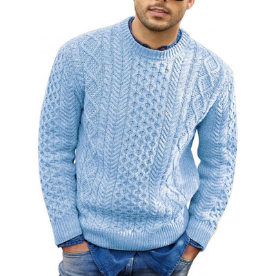Men’s Pullover Sweater – Slim Fit – Cable Knit Wool Blend – Ribbed Trim Casual Wear