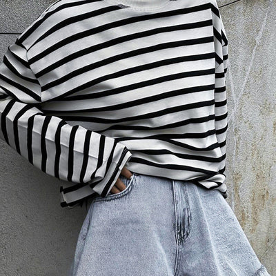 Striped long -sleeved shirt for autumn/winter - comfortable & stylish