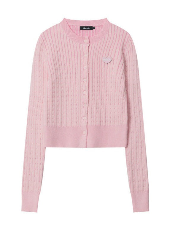 Knitted cardigan with long sleeves and embroidered top