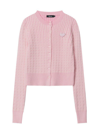 Knitted cardigan with long sleeves and embroidered top