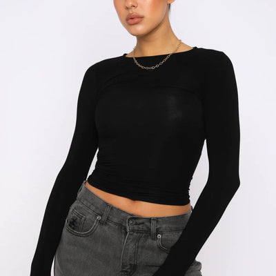Tops long -sleeved and stylish for women with a figure -hugging cut
