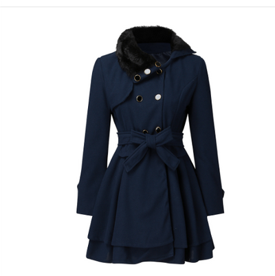 Liza | Elegant Flare Hem Double-Breasted Belted Coat
