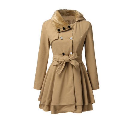 Liza | Elegant Flare Hem Double-Breasted Belted Coat