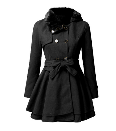 Liza | Elegant Flare Hem Double-Breasted Belted Coat