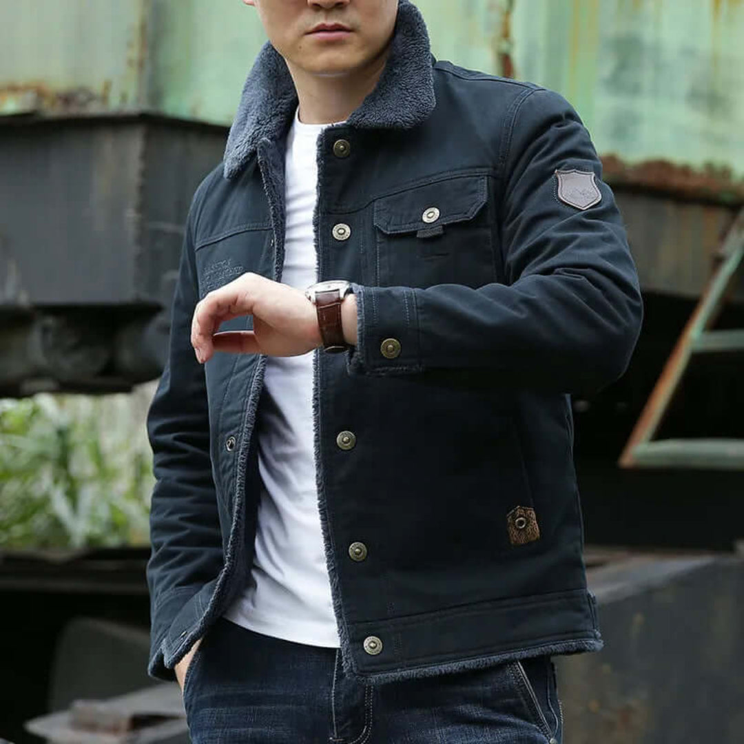 Men's warm winter jacket | Down button