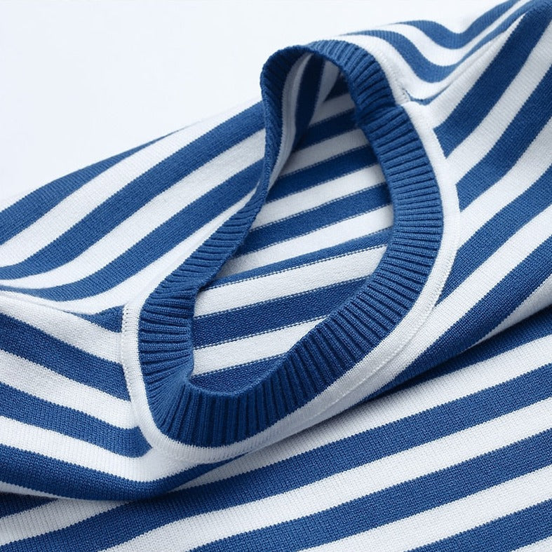 Striped knitting sweater for women with a classic design