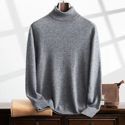 Men’s Turtleneck Sweater – Cashmere – Relaxed Fit – Ribbed Knit – Full Length