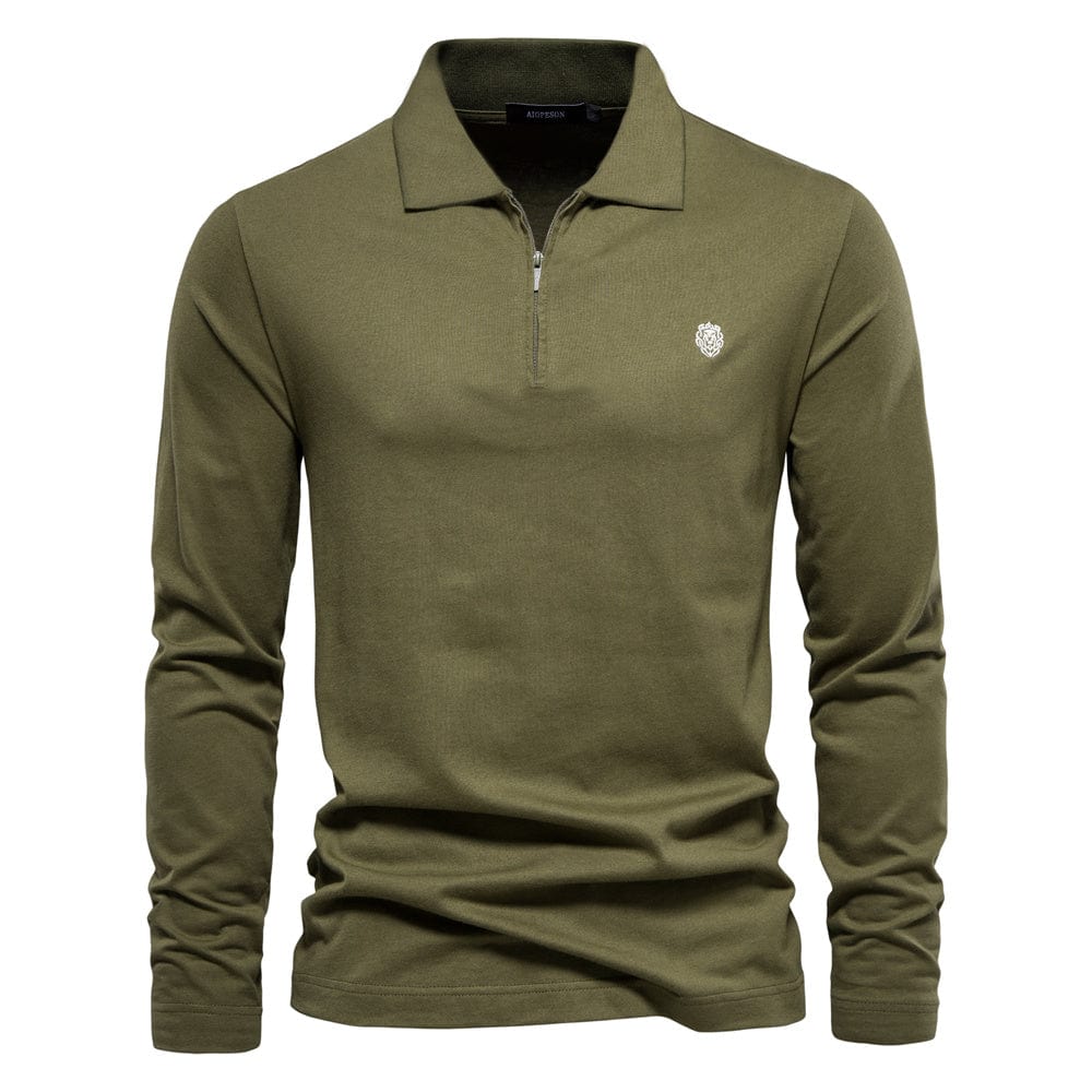 Men’s Long Sleeve Polo Shirt - Half Zip - Smart Casual - Structured Collar
