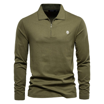 Men’s Long Sleeve Polo Shirt - Half Zip - Smart Casual - Structured Collar