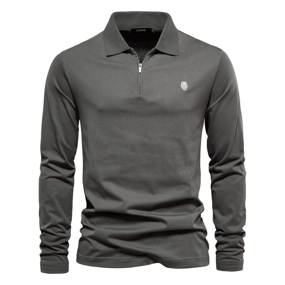 Men’s Long Sleeve Polo Shirt - Half Zip - Smart Casual - Structured Collar