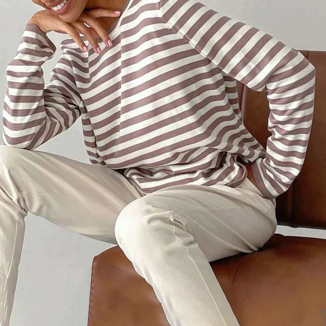 Striped knitting sweater for women with a classic design