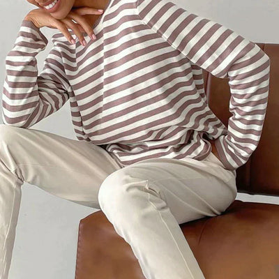 Striped knitting sweater for women with a classic design