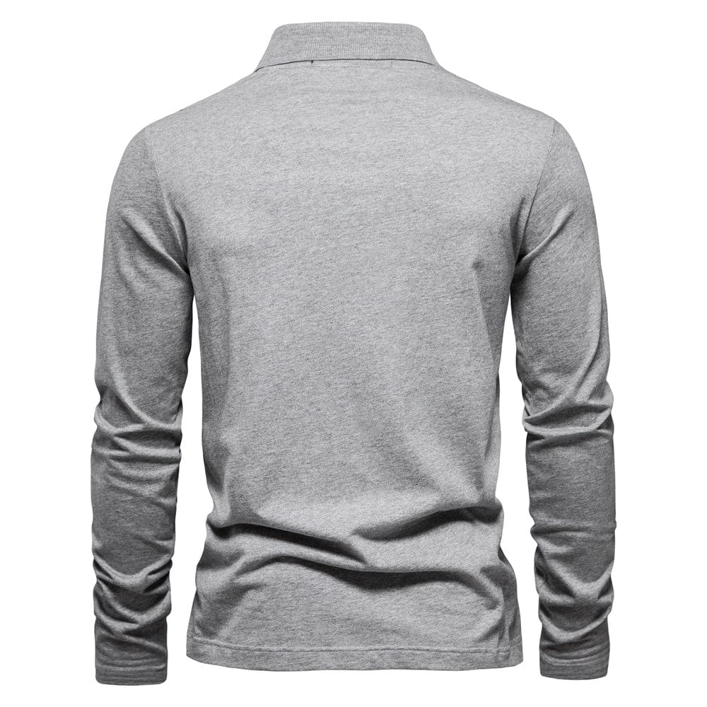 Men’s Long Sleeve Polo Shirt - Half Zip - Smart Casual - Structured Collar