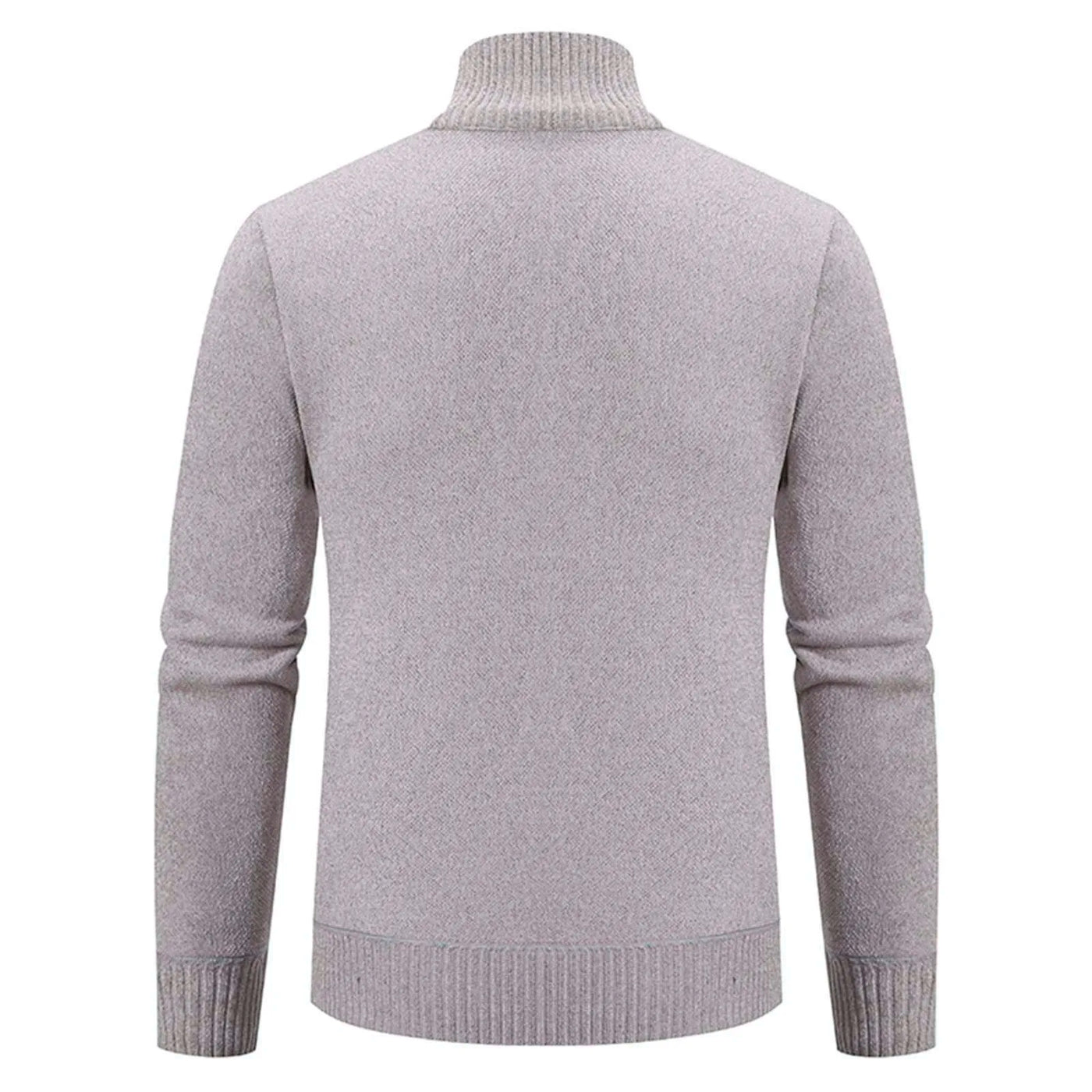 Men’s Knitted Cardigan - Wool Blend - Zip-Up High Neck - Tailored Fit - Ribbed Cuffs