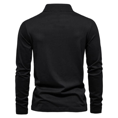 Men’s Long Sleeve Polo Shirt - Half Zip - Smart Casual - Structured Collar