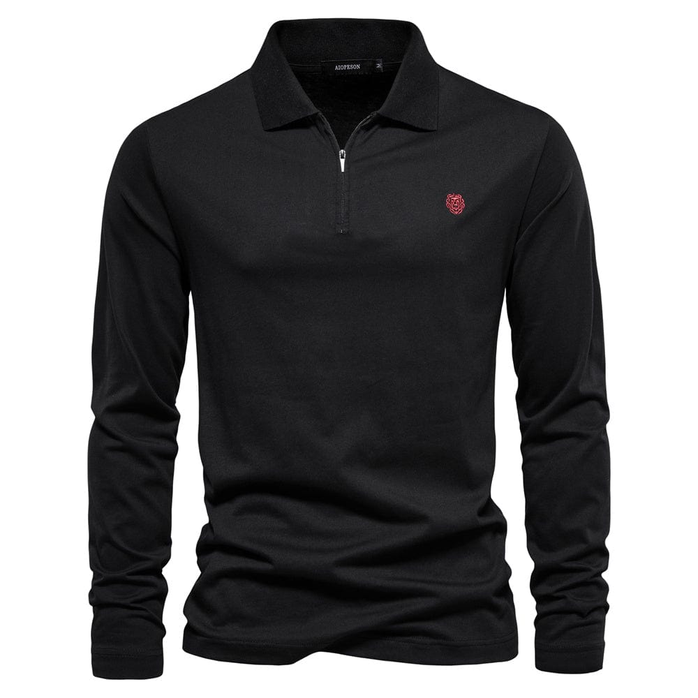 Men’s Long Sleeve Polo Shirt - Half Zip - Smart Casual - Structured Collar