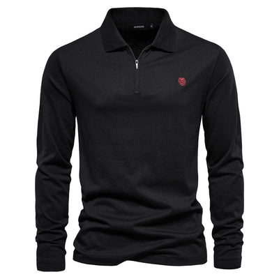 Men’s Long Sleeve Polo Shirt - Half Zip - Smart Casual - Structured Collar