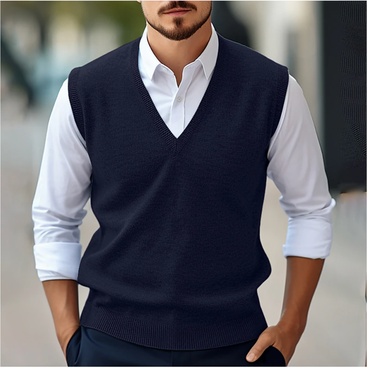 Sleeveless V-Neck Sweater | Lightweight Knitwear | Stretch Fit
