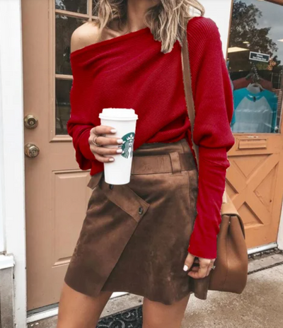 Sweater in seductive off-shoulder style for women