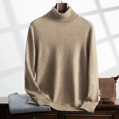 Men’s Turtleneck Sweater – Cashmere – Relaxed Fit – Ribbed Knit – Full Length