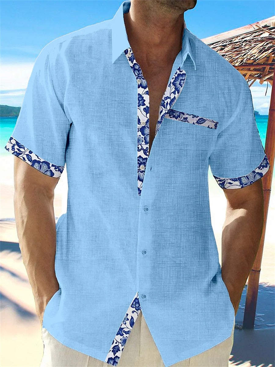 Luis | Tropical Breeze Trimmed Button-Up Shirt