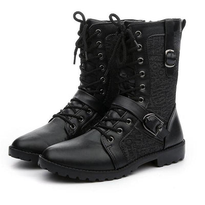 Men's lace-up boots with buckle closure
