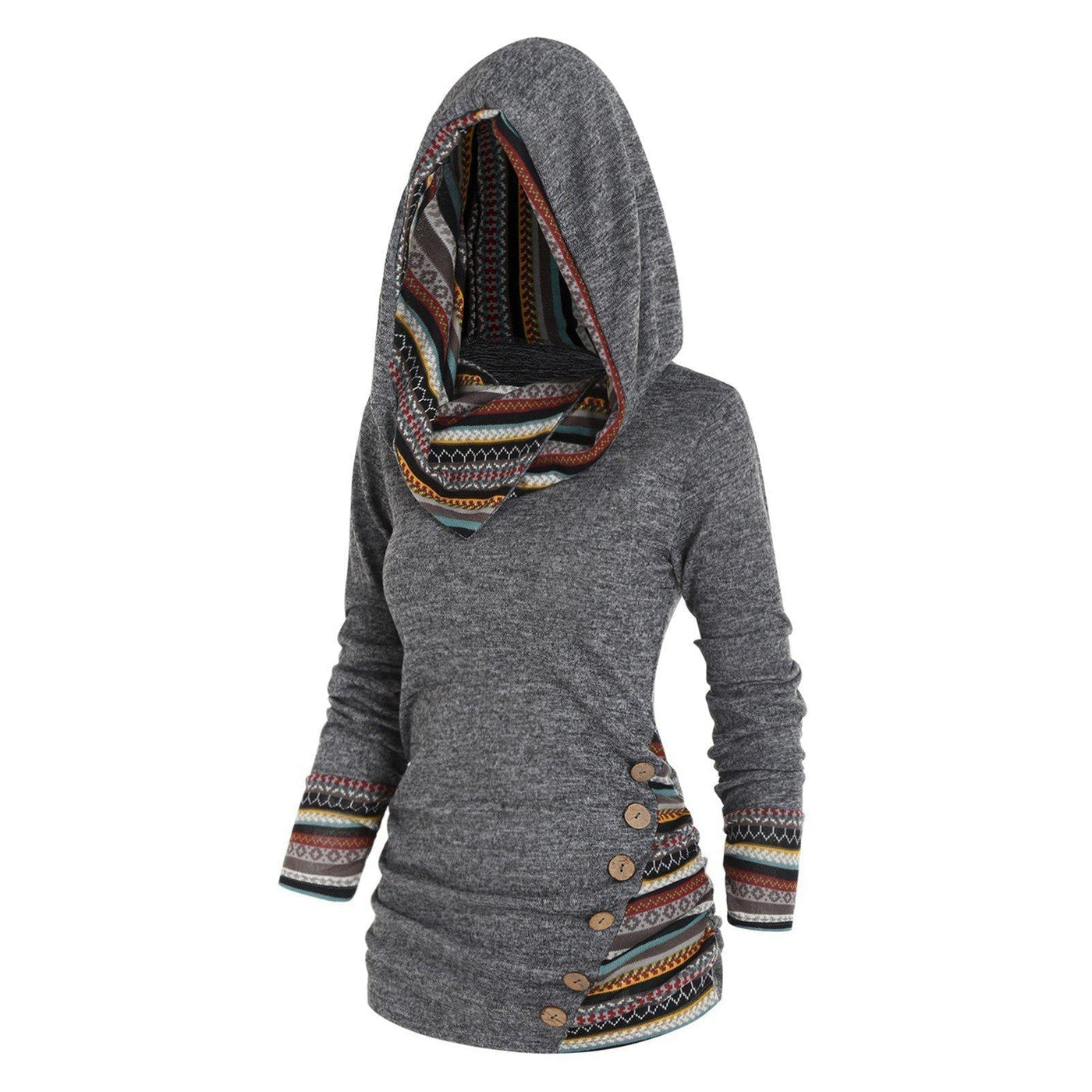 Relaxed hoodie with a tribal pattern