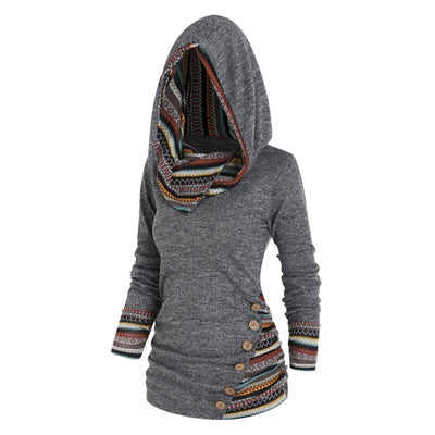 Relaxed hoodie with a tribal pattern