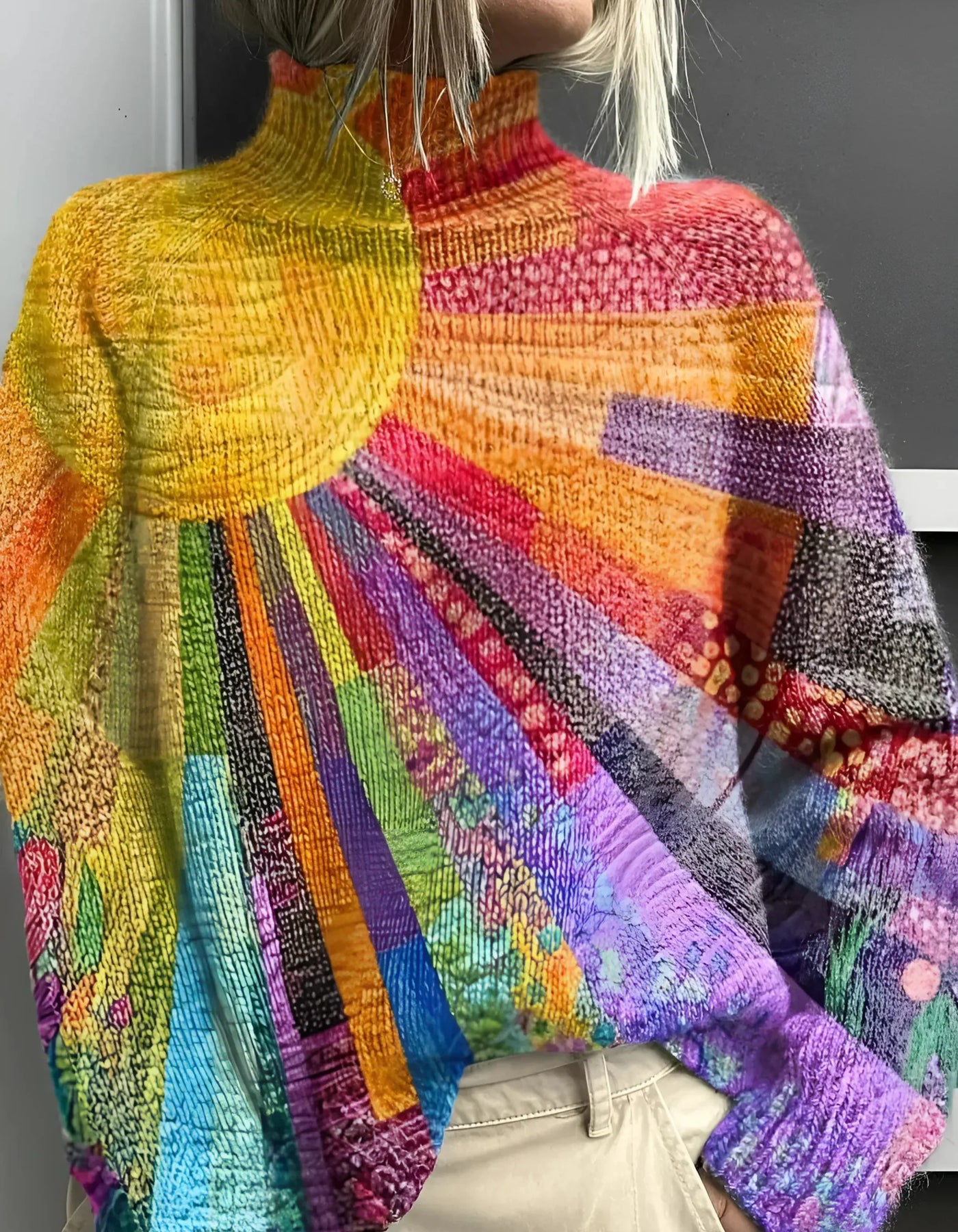 Ada - Cheerful Colourful Roll Neck Jumper