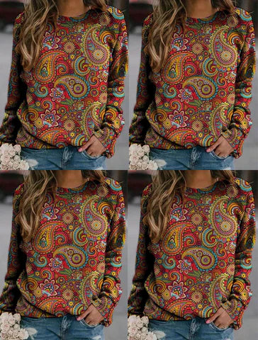 Elegant women's sweater with round neck and print for the winter