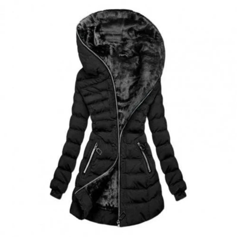 Women's zipper buffer long arm jacket | Hood
