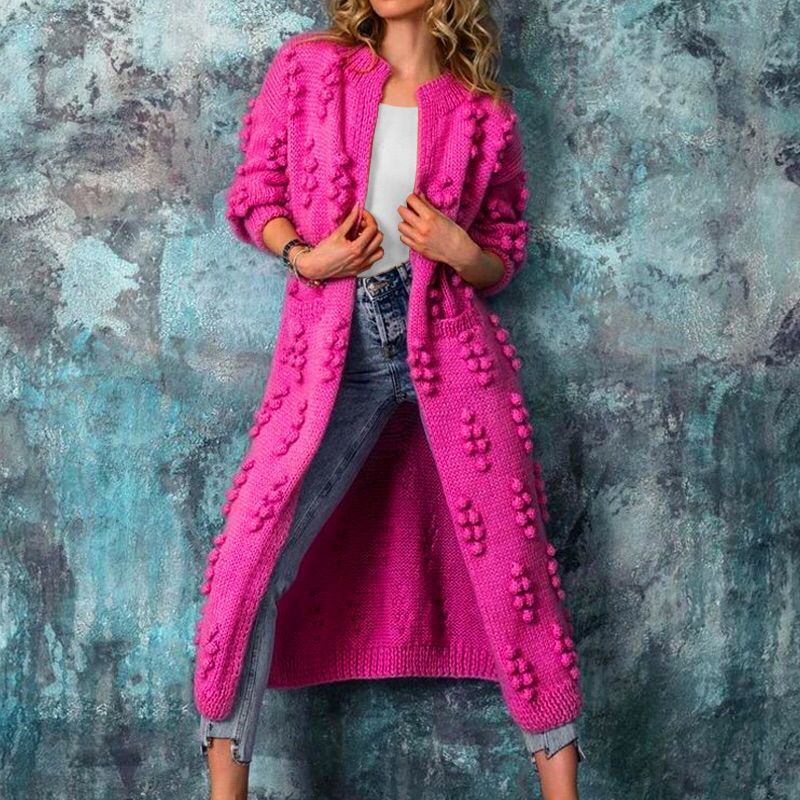 Long female sweater with wave pattern - warm & elegant