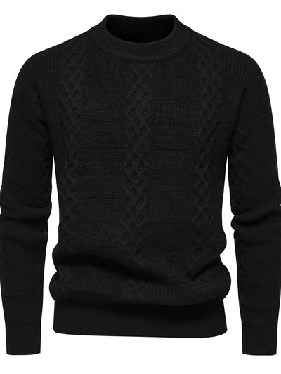 Men’s Cable-Knit Sweater - Warm Wool Blend - Regular Fit - Crew Neck Casual Wear