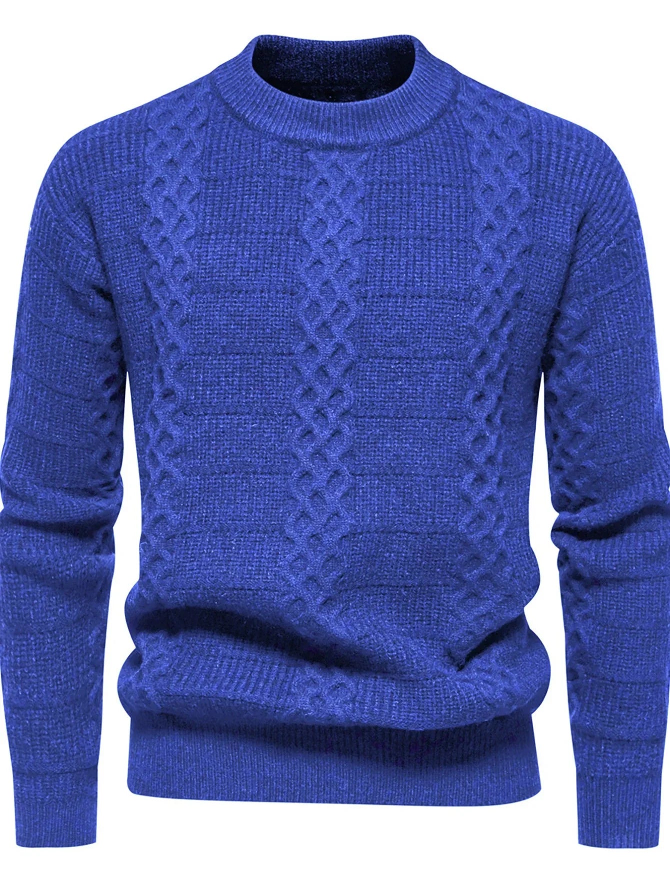Men’s Cable-Knit Sweater - Warm Wool Blend - Regular Fit - Crew Neck Casual Wear
