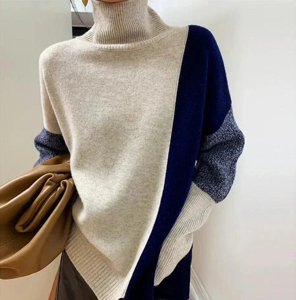 Amari Patchwork knitting sweater: stylish winter sweater