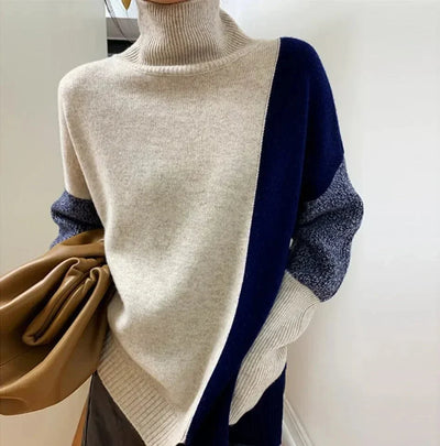 Amari Patchwork knitting sweater: stylish winter sweater