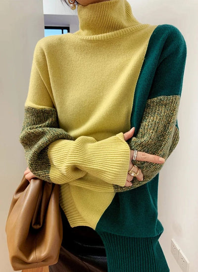 Amari Patchwork knitting sweater: stylish winter sweater