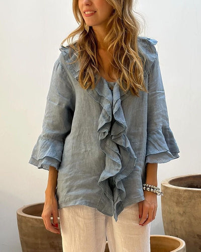 Kiwi | Ruffled Cotton Linen Top
