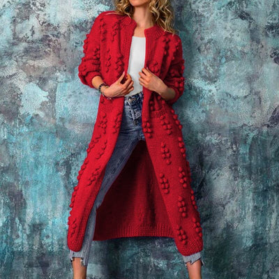 Long female sweater with wave pattern - warm & elegant