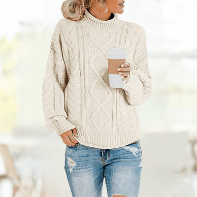 Beiger roll collar sweater Amy - Elegance & Comfort in Winter