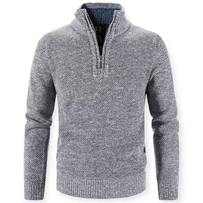 Men’s Knit Pullover Sweater - Wool Blend - Quarter Zip - Ribbed Collar - Classic Fit
